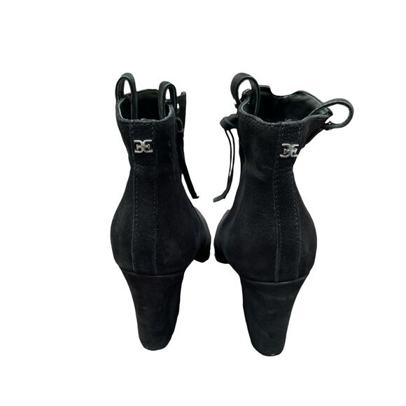 Sam Edelman Niomi Nubuck Western Booties‎ 7.5 Black Pull On Wrapped Block Heel - Picture 3 of 6